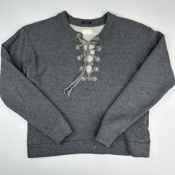 Mother Women's Charcoal Gray The Tie Up Easy Wash Activewear‎ Sweatshirt S/C39 - Picture 5 of 16